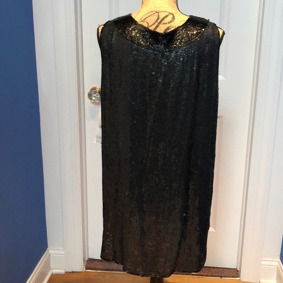 Black V Neck Sequins Tank Party Dress - Picture 4 of 6